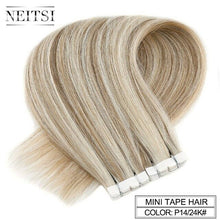 Load image into Gallery viewer, Neitsi Mini Tape In Non-Remy Human Hair Adhesive Extension 12" 16" 20" 10/20/40pcs 13 Colors Straight Skin Weft Natural Hair