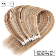 Load image into Gallery viewer, Neitsi Mini Tape In Non-Remy Human Hair Adhesive Extension 12" 16" 20" 10/20/40pcs 13 Colors Straight Skin Weft Natural Hair