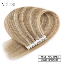 Load image into Gallery viewer, Neitsi Mini Tape In Non-Remy Human Hair Adhesive Extension 12" 16" 20" 10/20/40pcs 13 Colors Straight Skin Weft Natural Hair