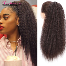 Load image into Gallery viewer, Doris Beauty Long Afro Kinky Curly Ponytail Extension 22 Inch Synthetic Drawstring Corn Hair Piece for Women Black Brown
