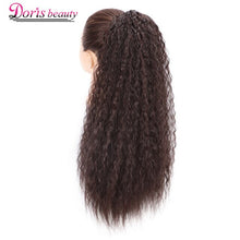 Load image into Gallery viewer, Doris Beauty Long Afro Kinky Curly Ponytail Extension 22 Inch Synthetic Drawstring Corn Hair Piece for Women Black Brown