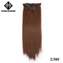 Load image into Gallery viewer, Spring sunshine 22'' 140G Long Blonde Straight Clip In Hair Extensions Synthetic Fake Hairpiece False hair 16Clips