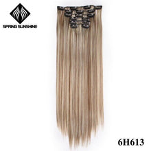 Load image into Gallery viewer, Spring sunshine 22'' 140G Long Blonde Straight Clip In Hair Extensions Synthetic Fake Hairpiece False hair 16Clips