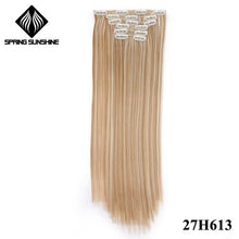 Load image into Gallery viewer, Spring sunshine 22'' 140G Long Blonde Straight Clip In Hair Extensions Synthetic Fake Hairpiece False hair 16Clips