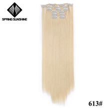 Load image into Gallery viewer, Spring sunshine 22'' 140G Long Blonde Straight Clip In Hair Extensions Synthetic Fake Hairpiece False hair 16Clips