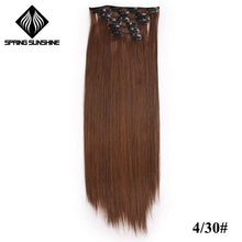 Load image into Gallery viewer, Spring sunshine 22'' 140G Long Blonde Straight Clip In Hair Extensions Synthetic Fake Hairpiece False hair 16Clips