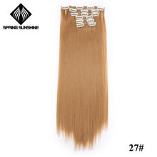 Load image into Gallery viewer, Spring sunshine 22'' 140G Long Blonde Straight Clip In Hair Extensions Synthetic Fake Hairpiece False hair 16Clips