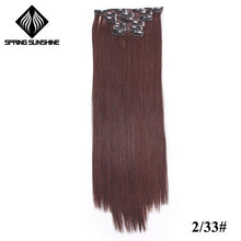 Load image into Gallery viewer, Spring sunshine 22'' 140G Long Blonde Straight Clip In Hair Extensions Synthetic Fake Hairpiece False hair 16Clips