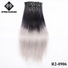 Load image into Gallery viewer, Spring sunshine 22'' 140G Long Blonde Straight Clip In Hair Extensions Synthetic Fake Hairpiece False hair 16Clips