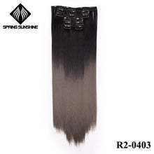 Load image into Gallery viewer, Spring sunshine 22'' 140G Long Blonde Straight Clip In Hair Extensions Synthetic Fake Hairpiece False hair 16Clips