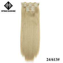 Load image into Gallery viewer, Spring sunshine 22'' 140G Long Blonde Straight Clip In Hair Extensions Synthetic Fake Hairpiece False hair 16Clips