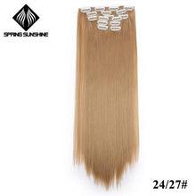 Load image into Gallery viewer, Spring sunshine 22'' 140G Long Blonde Straight Clip In Hair Extensions Synthetic Fake Hairpiece False hair 16Clips