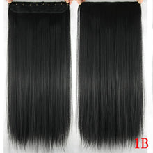 Load image into Gallery viewer, Soowee 60cm Long Straight Women Clip in Hair Extensions Black Brown High Tempreture Synthetic Hair Piece