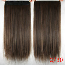 Load image into Gallery viewer, Soowee 60cm Long Straight Women Clip in Hair Extensions Black Brown High Tempreture Synthetic Hair Piece