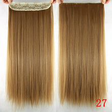 Load image into Gallery viewer, Soowee 60cm Long Straight Women Clip in Hair Extensions Black Brown High Tempreture Synthetic Hair Piece