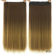 Load image into Gallery viewer, Soowee 60cm Long Straight Women Clip in Hair Extensions Black Brown High Tempreture Synthetic Hair Piece
