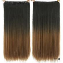 Load image into Gallery viewer, Soowee 60cm Long Straight Women Clip in Hair Extensions Black Brown High Tempreture Synthetic Hair Piece