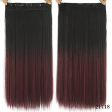 Load image into Gallery viewer, Soowee 60cm Long Straight Women Clip in Hair Extensions Black Brown High Tempreture Synthetic Hair Piece