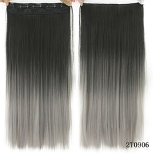 Load image into Gallery viewer, Soowee 60cm Long Straight Women Clip in Hair Extensions Black Brown High Tempreture Synthetic Hair Piece