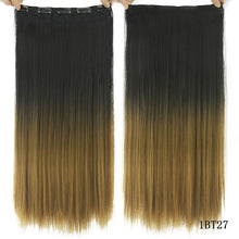 Load image into Gallery viewer, Soowee 60cm Long Straight Women Clip in Hair Extensions Black Brown High Tempreture Synthetic Hair Piece