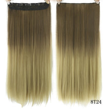 Load image into Gallery viewer, Soowee 60cm Long Straight Women Clip in Hair Extensions Black Brown High Tempreture Synthetic Hair Piece