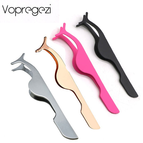 Vopregezi 1pcs Eyelash Curler False Eyelash Tweezers for False Eyelashes Extension Applicator Remover Eyes Tweezer Recourbe Cils