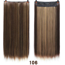 Load image into Gallery viewer, SHANGKE Hair 24'' Long Straight Women Clip in Hair Extensions Black Brown High Tempreture Synthetic Hair Piece