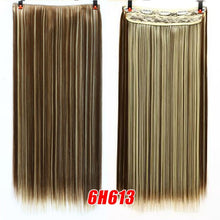 Load image into Gallery viewer, SHANGKE Hair 24'' Long Straight Women Clip in Hair Extensions Black Brown High Tempreture Synthetic Hair Piece