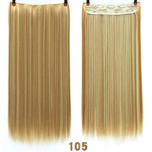 Load image into Gallery viewer, SHANGKE Hair 24'' Long Straight Women Clip in Hair Extensions Black Brown High Tempreture Synthetic Hair Piece