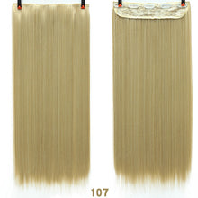Load image into Gallery viewer, SHANGKE Hair 24'' Long Straight Women Clip in Hair Extensions Black Brown High Tempreture Synthetic Hair Piece