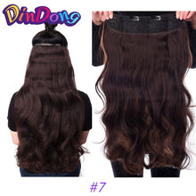 Load image into Gallery viewer, DinDong Clip in Hair Extensions Synthetic Wavy 24 inch 190G Premium Heat Resistant Hair 613# Blonde Brown 19 Colors Available