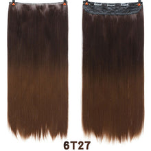 Load image into Gallery viewer, SHANGKE Hair 24'' Long Straight Women Clip in Hair Extensions Black Brown High Tempreture Synthetic Hair Piece