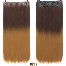 Load image into Gallery viewer, SHANGKE Hair 24'' Long Straight Women Clip in Hair Extensions Black Brown High Tempreture Synthetic Hair Piece