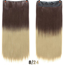 Load image into Gallery viewer, SHANGKE Hair 24'' Long Straight Women Clip in Hair Extensions Black Brown High Tempreture Synthetic Hair Piece