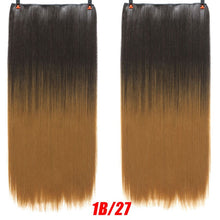Load image into Gallery viewer, SHANGKE Hair 24'' Long Straight Women Clip in Hair Extensions Black Brown High Tempreture Synthetic Hair Piece