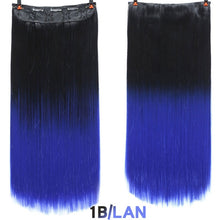Load image into Gallery viewer, SHANGKE Hair 24'' Long Straight Women Clip in Hair Extensions Black Brown High Tempreture Synthetic Hair Piece