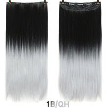 Load image into Gallery viewer, SHANGKE Hair 24'' Long Straight Women Clip in Hair Extensions Black Brown High Tempreture Synthetic Hair Piece
