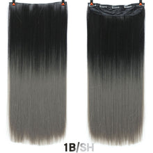 Load image into Gallery viewer, SHANGKE Hair 24'' Long Straight Women Clip in Hair Extensions Black Brown High Tempreture Synthetic Hair Piece