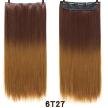 Load image into Gallery viewer, SHANGKE Hair 24'' Long Straight Women Clip in Hair Extensions Black Brown High Tempreture Synthetic Hair Piece