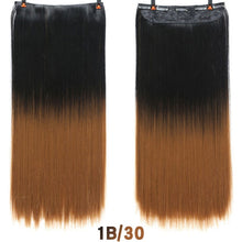 Load image into Gallery viewer, SHANGKE Hair 24'' Long Straight Women Clip in Hair Extensions Black Brown High Tempreture Synthetic Hair Piece