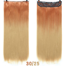 Load image into Gallery viewer, SHANGKE Hair 24'' Long Straight Women Clip in Hair Extensions Black Brown High Tempreture Synthetic Hair Piece
