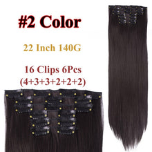 Load image into Gallery viewer, Alileader 6Pcs/Set 22" Hairpiece 140G Straight 16 Clips In False Styling Hair Synthetic Clip In Hair Extensions Heat Resistant