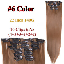 Load image into Gallery viewer, Alileader 6Pcs/Set 22" Hairpiece 140G Straight 16 Clips In False Styling Hair Synthetic Clip In Hair Extensions Heat Resistant