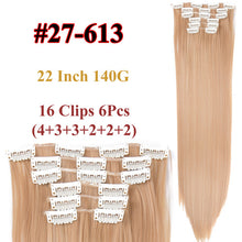Load image into Gallery viewer, Alileader 6Pcs/Set 22" Hairpiece 140G Straight 16 Clips In False Styling Hair Synthetic Clip In Hair Extensions Heat Resistant