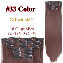 Load image into Gallery viewer, Alileader 6Pcs/Set 22" Hairpiece 140G Straight 16 Clips In False Styling Hair Synthetic Clip In Hair Extensions Heat Resistant