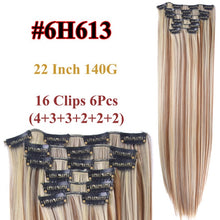 Load image into Gallery viewer, Alileader 6Pcs/Set 22" Hairpiece 140G Straight 16 Clips In False Styling Hair Synthetic Clip In Hair Extensions Heat Resistant
