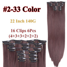Load image into Gallery viewer, Alileader 6Pcs/Set 22" Hairpiece 140G Straight 16 Clips In False Styling Hair Synthetic Clip In Hair Extensions Heat Resistant