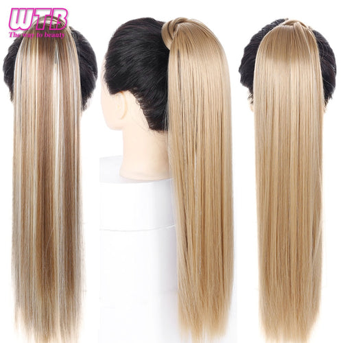 WTB Wrap Synthetic Ponytail Hair Extension Long Straight Women's Clip In Hair Extensions Pony Tail False Hair 22 Inch
